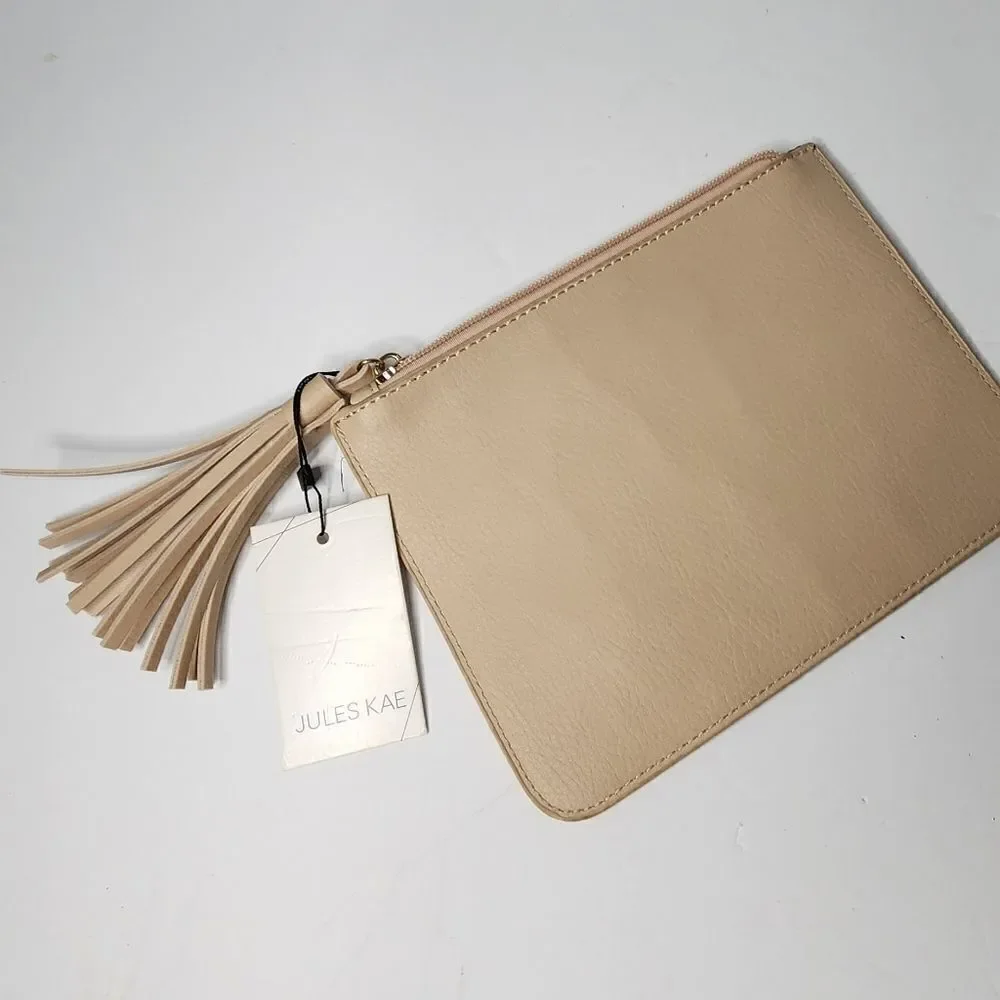 Jules Kae Makeup Bag Small Zipper Pouch Copper Metallic NWT